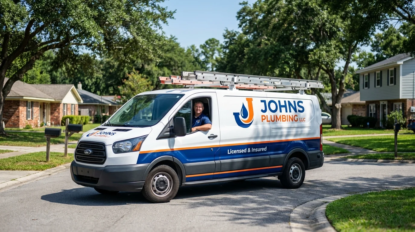 Johns Plumbing LLC service van in Richmond, MI