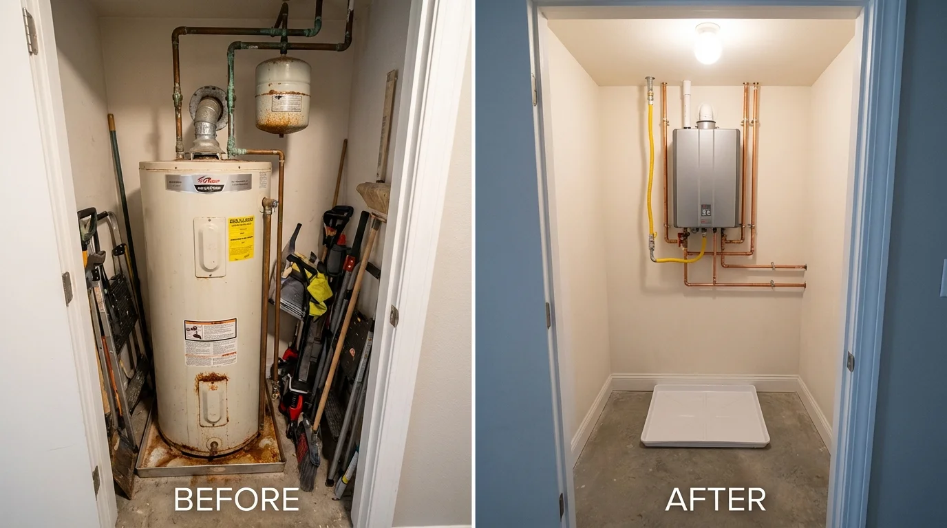 Tank water heater versus wall-mounted tankless unit comparison for Richmond, MI homeowners